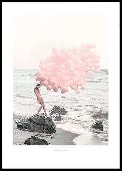 Poster Holding balloons